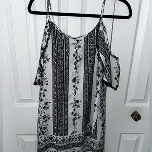 Black and white off the shoulder dress